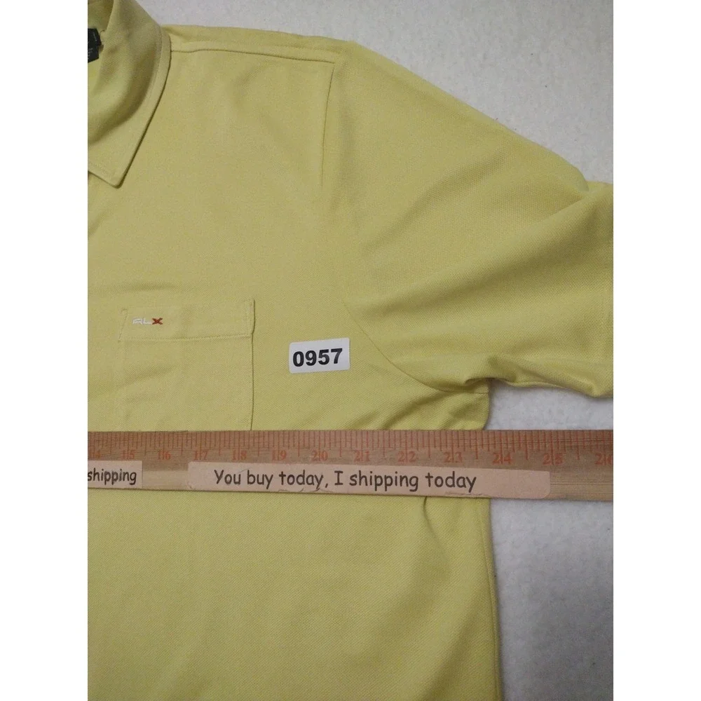 Ralph Lauren RLX Polo Golf Shirt Man's L Yellow‎ Princeville Course Golf
